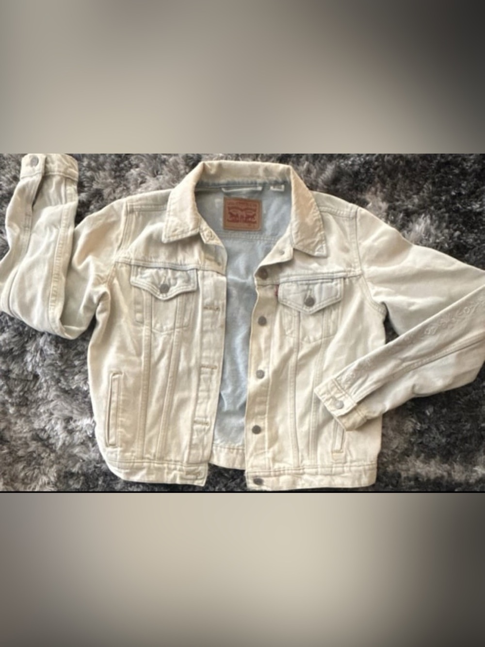 Levi Strauss & Co. Beige Embroidered Lightweight Denim Jacket